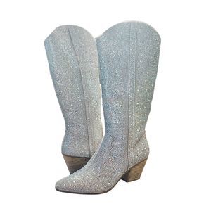 Matisse Western Boots Nashville Rhinestone Clear And Iridescent Size 10 New Box